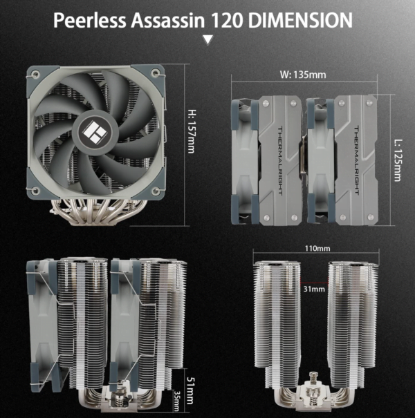 Dual-Tower Procesoriaus (CPU) aušintuvas Thermalright Peerless Assassin 120 - Image 8