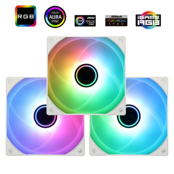 Korpuso aušintuvai Thermalright 120mm ARGB TL-C12W-S V3 BALTI 3vnt - Image 7