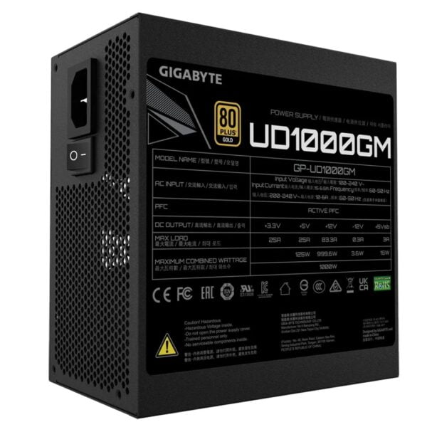 GIGABYTE UD1000GM 1000W 80+ Gold Modular PSU (PCIe 5.0 GPU palaikymas) (GP-UD1000GMPG5V2) - Image 2
