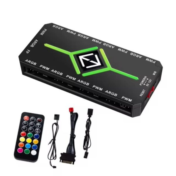 Magnetic PWM & ARGB Fan Hub Controller (+5V  3Pin) 9 port SATA powered - Image 2