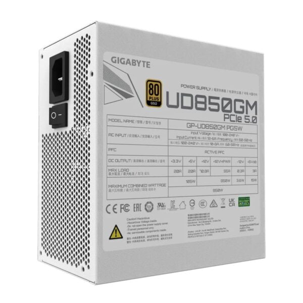 GIGABYTE UD850GM PG5W 850W 80+ Gold Modular PSU (PCIe 5.0 GPU palaikymas) Baltas - Image 6