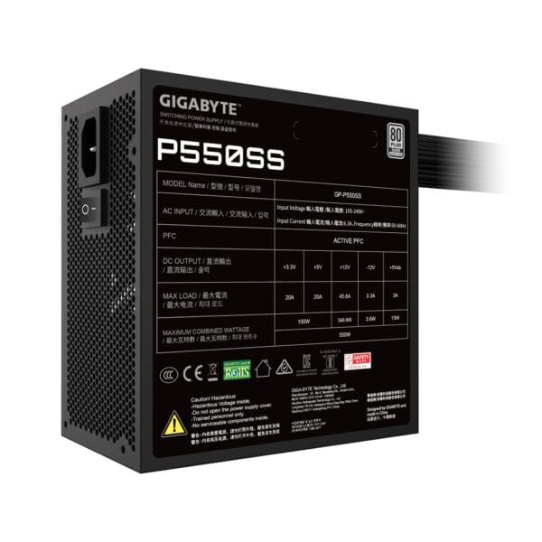 GIGABYTE P550SS 550W 80+ Silver Non-Modular PSU - Image 2