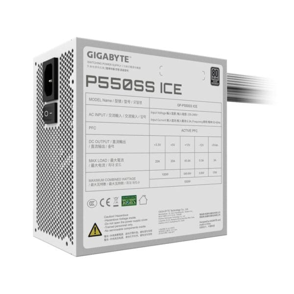 GIGABYTE P550SS ICE 550W 80+ Silver Non-Modular PSU Baltas - Image 2