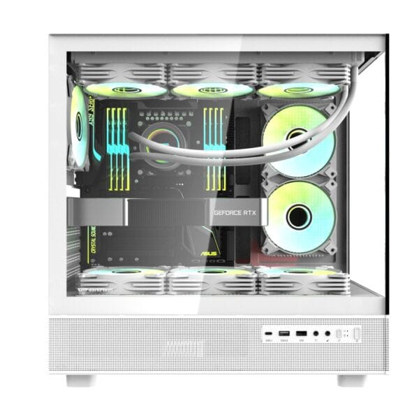 Kompiuterio korpusas Darkflash DPX90 ATX TG +3 ARGB ventiliatoriai baltas - Image 2