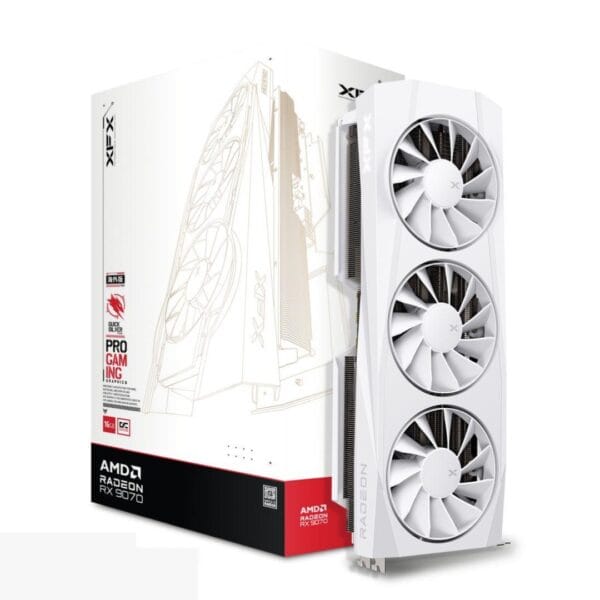XFX Swift AMD Radeon RX 9070 OC White Triple Fan Gaming Edition 16GB GDDR6 RDNA 4 RX-97SWFB3W9 - Image 1