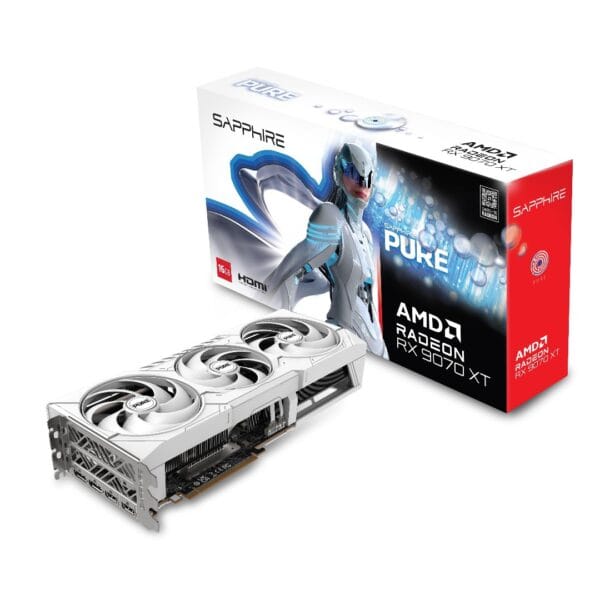 SAPPHIRE PURE AMD Radeon RX 9070 XT OC 16GB White - Image 1