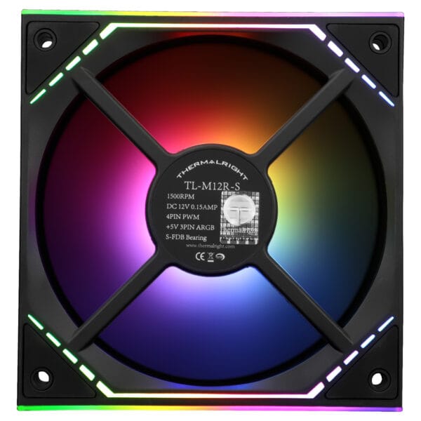 Korpuso aušintuvas Thermalright 120mm ARGB TL-M12R-S Reverse Blade (Atvirkštinis)  JUODAS 1vnt - Image 4