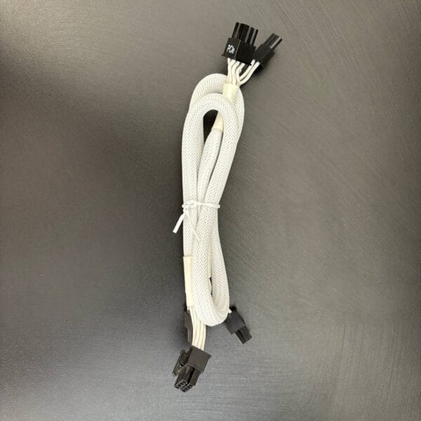 Corsair GPU VGA Type 4 (Tinka Type 3) Sleeved white PCIe kabelis 2×8 (6+2) Pin (Orginalus) - Image 2