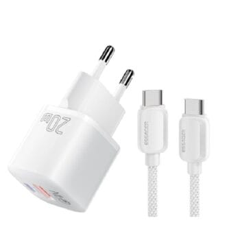 Essager 20W USB Type A ir Type C kroviklis su 1m kokybišku USB-A į USB-C kabeliu