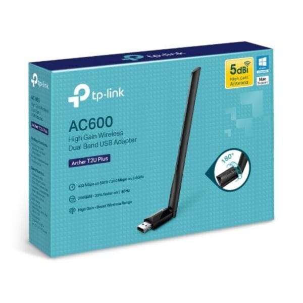 TP-Link Archer T2U Plus AC600 Dual Band USB WIFI (WI-FI) Belaidžio tinklo adapteris - Image 2