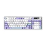 Žaidimų Klaviatūra Mechaninė AJAZZ AK980 98% ARGB HotSwap Belaidė BT5.0 USB-C 2.4GHz su TFT ekranu (White Purple)