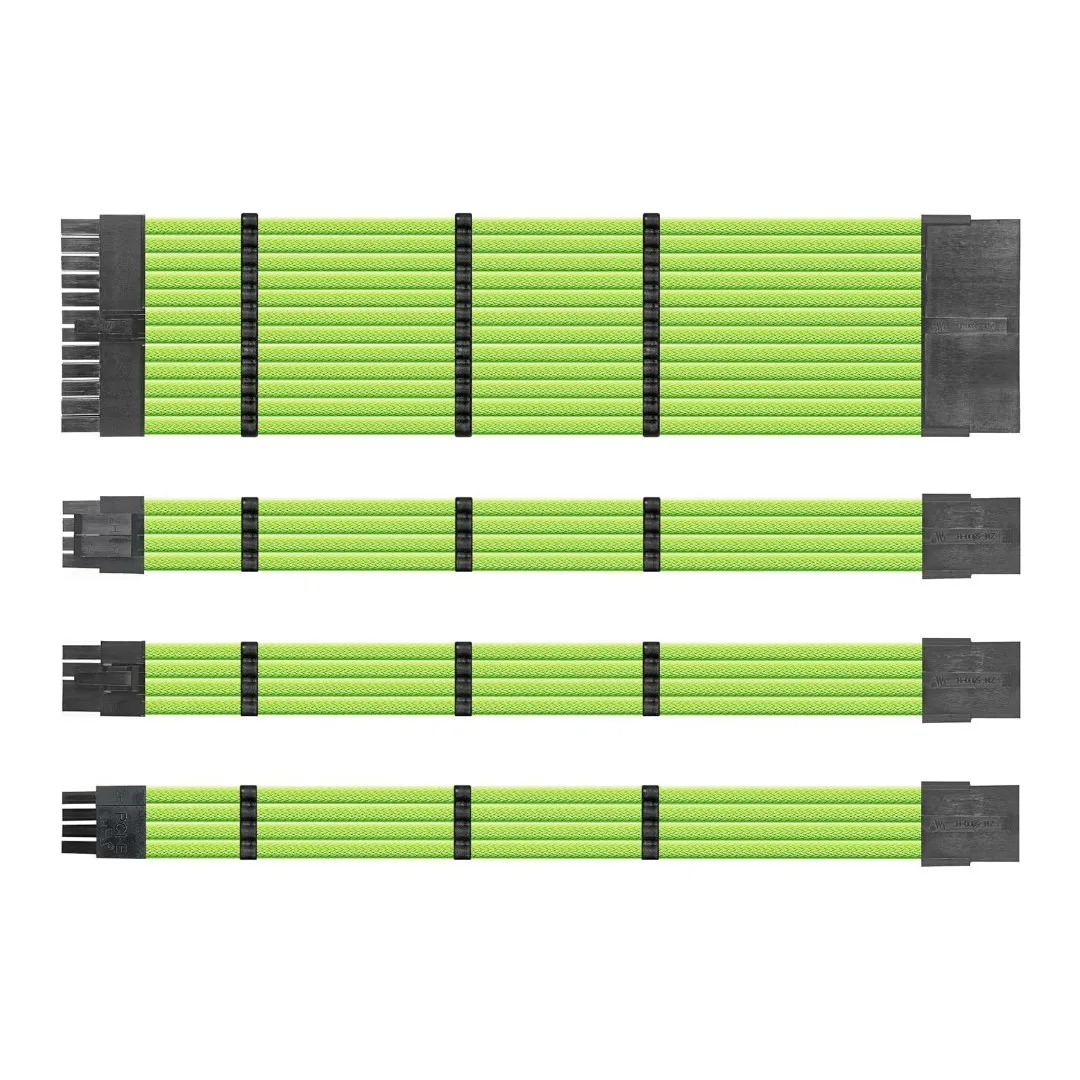 Kabelių prailginimai (Cable Extensions/Sleeves) Žalia (24PIN 2x 8PIN PCIE 2x 6PIN PCIE 1x 8PIN EPS (CPU) - Image 1