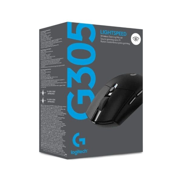 Untitled image (52) Žaidimų pelė Logitech G305  (1000Hz, optinė, juoda) HERO 12000 DPI sensor, 6 programmable keys 250 hours of battery life, Customizable game profiles, lightweight - Image 2