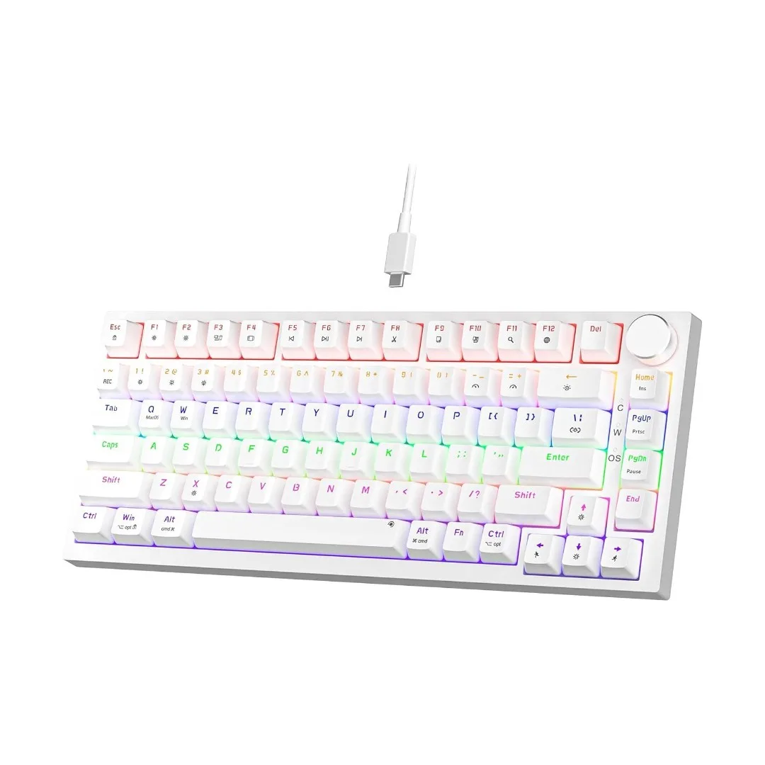 Žaidimų Klaviatūra Mechaninė 75% Newmen GM326 Balta Red Switches - Image 1