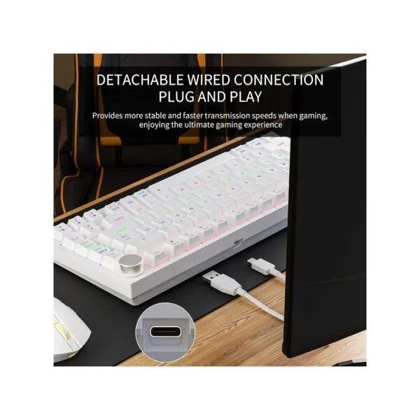 Žaidimų Klaviatūra Mechaninė 75% Newmen GM326 Balta Red Switches - Image 2