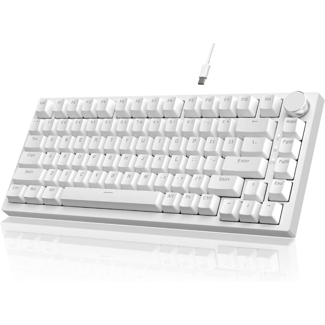 Untitled image (67) Žaidimų Klaviatūra Mechaninė AJAZZ AK820 75%  HotSwap Blue Switch USB-C (White) (Balta) - Image 1