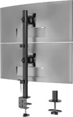 BONTEC Dvigubas Monitorių Laikiklis 13–34″ Reguliuojamas Aukštis, Pasukamas, Iki 10 kg Vienam Monitoriui, VESA 75×75 / 100×100