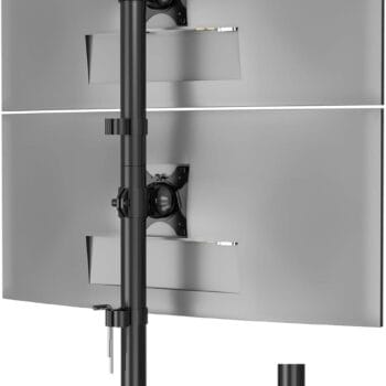 BONTEC Dvigubas Monitorių Laikiklis 13–34″ Reguliuojamas Aukštis, Pasukamas, Iki 10 kg Vienam Monitoriui, VESA 75×75 / 100×100