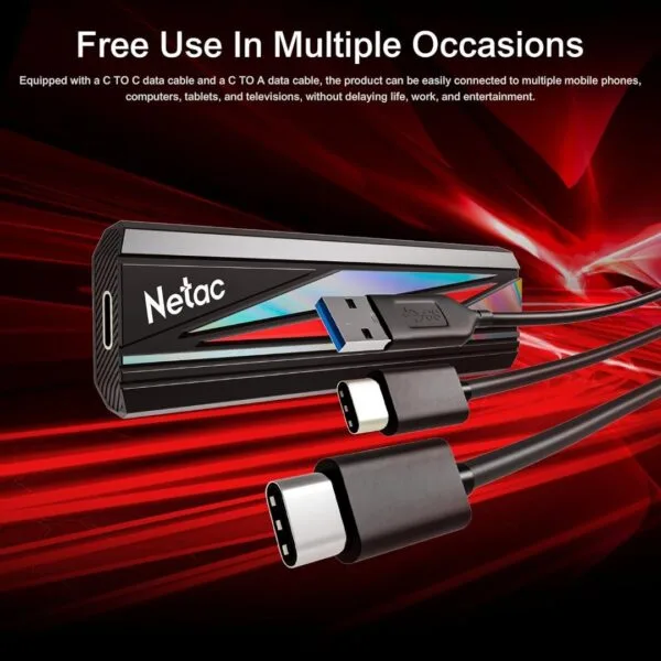 Netac 512GB Extreme nešiojamas išorinis NVME M.2 SSD, USB 3.2 (Type C/Type A) Gen.2 iki 2000MB/s - Image 2