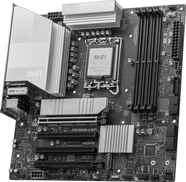 MSI PRO B860M-A WIFI mATX LGA 1851 PCIe 5.0 x16 & 4.0 x16, M.2 Gen5, Wi-Fi 7, 5G LAN MB - Image 2